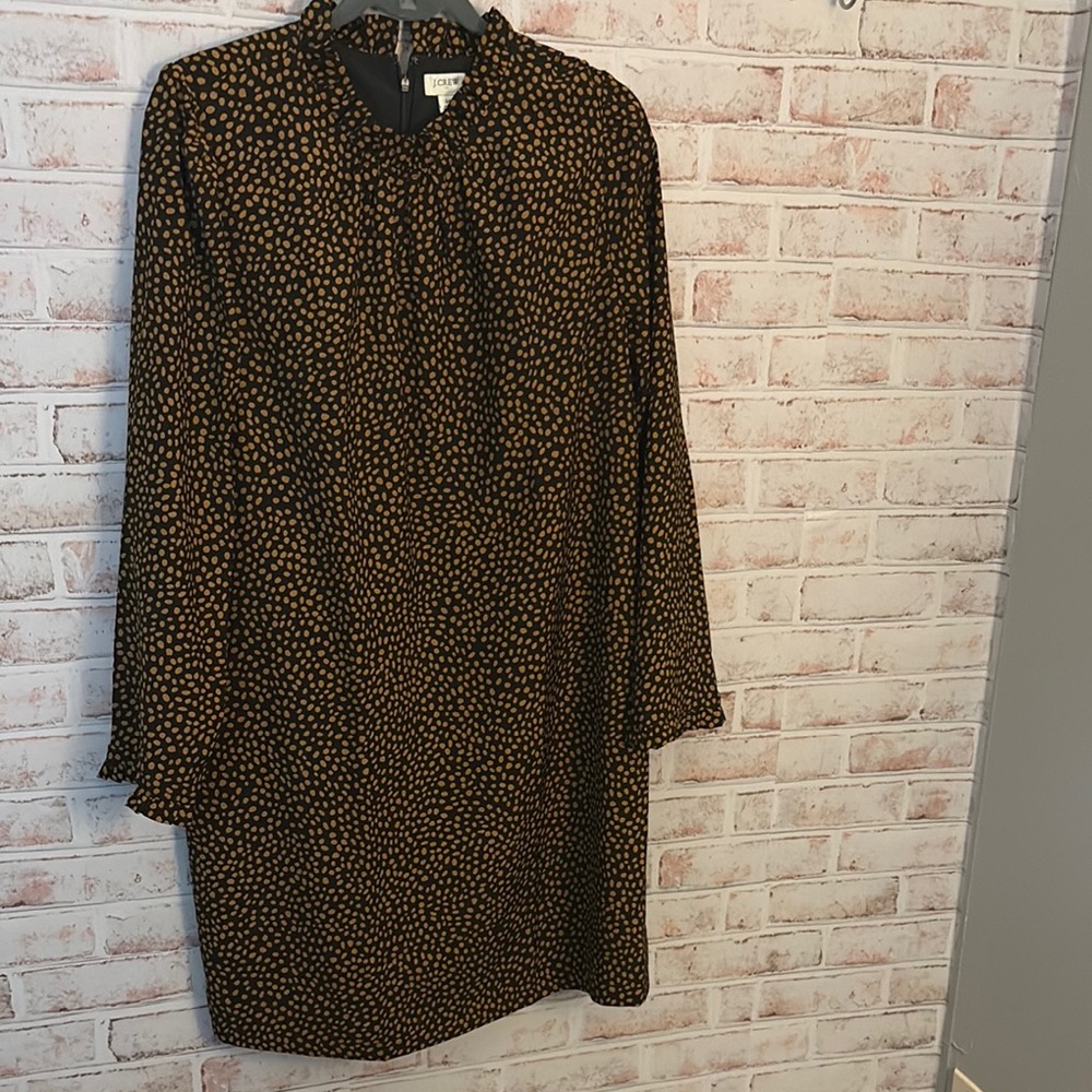 J. Crew Black and Tan Long Sleeve Dress